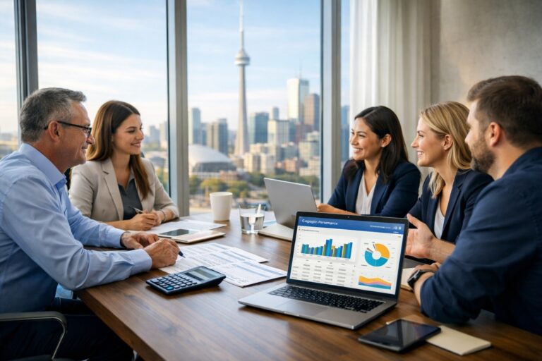 Digital marketing dashboard showing ads performance and lead metrics for an accounting firm.