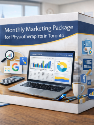 Toronto physiotherapist clinic marketing dashboard representing monthly marketing package for physiotherapy clinics.